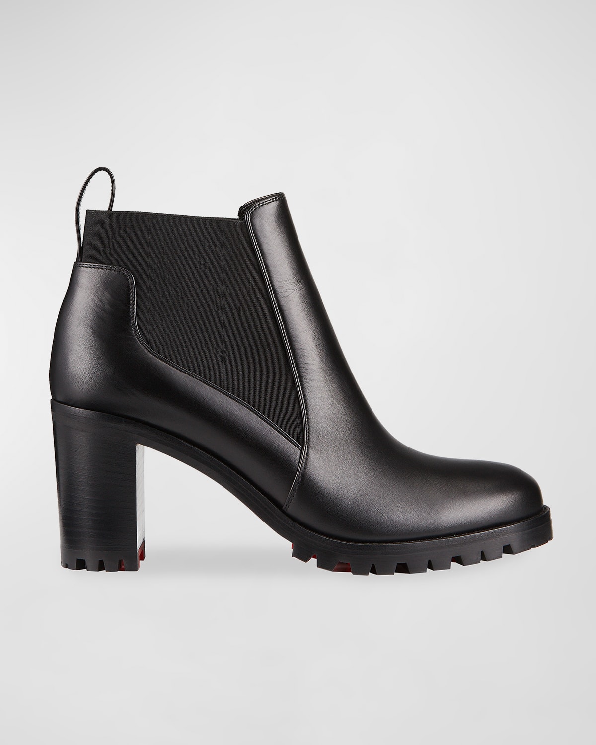 Christian Louboutin Marchacroche Leather Red Sole Booties In Black