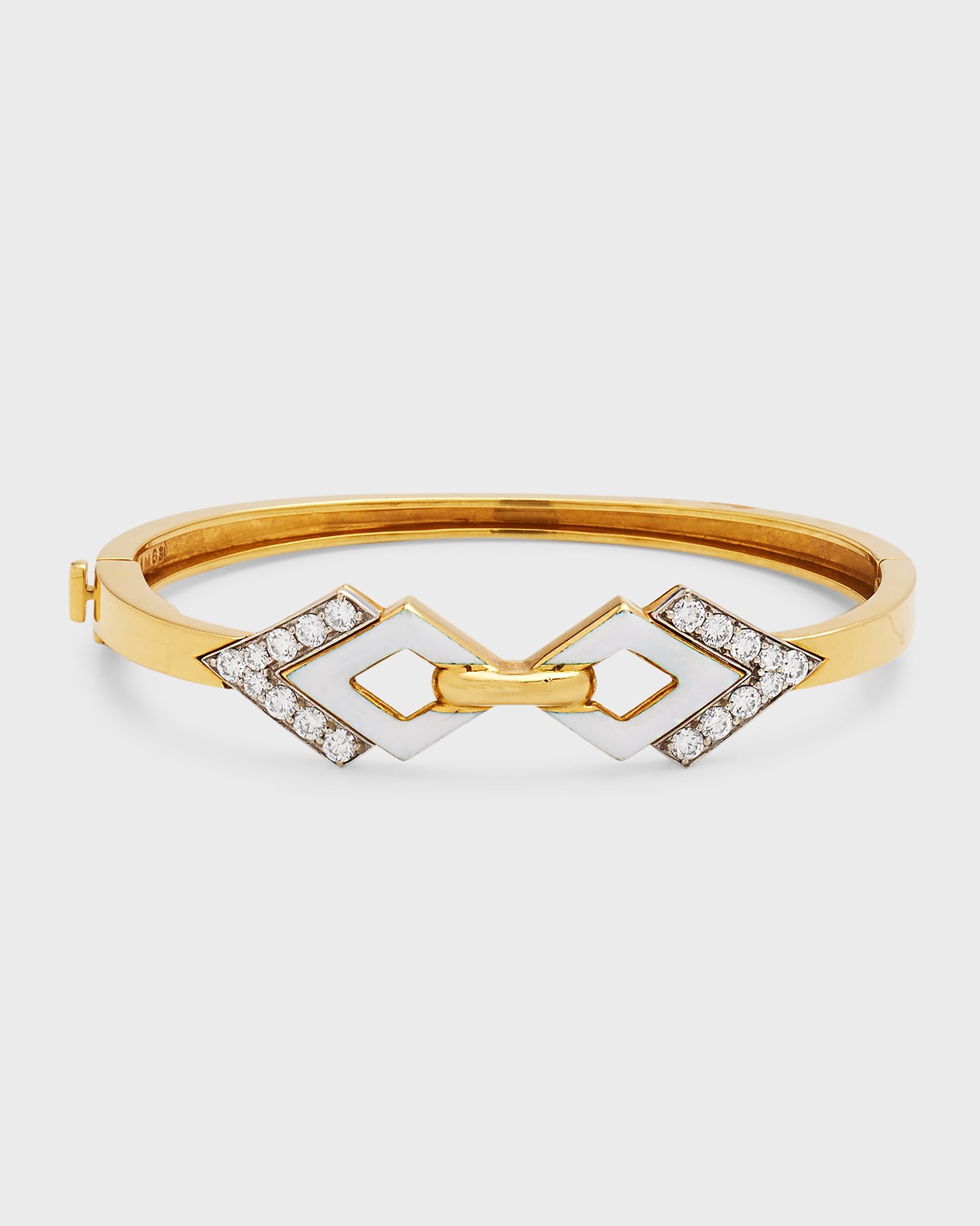 David Webb White Diamond Enamel Bangle