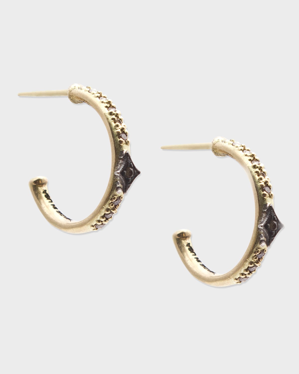 18k Old World Mini Diamond Huggie Hoop Earrings