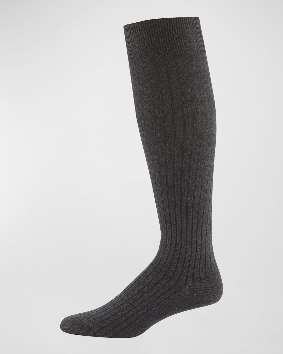 Shop Neiman Marcus Core-spun Socks, Over-the-calf In Charcoal