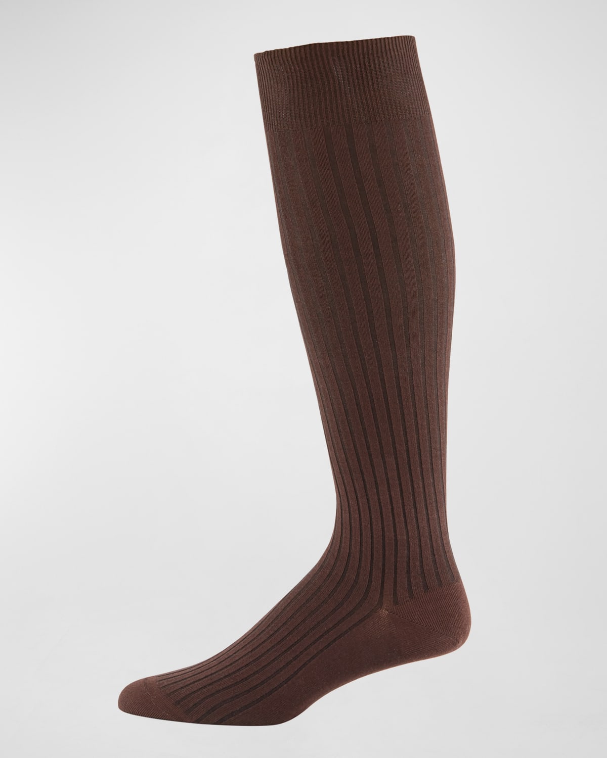 Shop Neiman Marcus Core-spun Socks, Over-the-calf In Brown