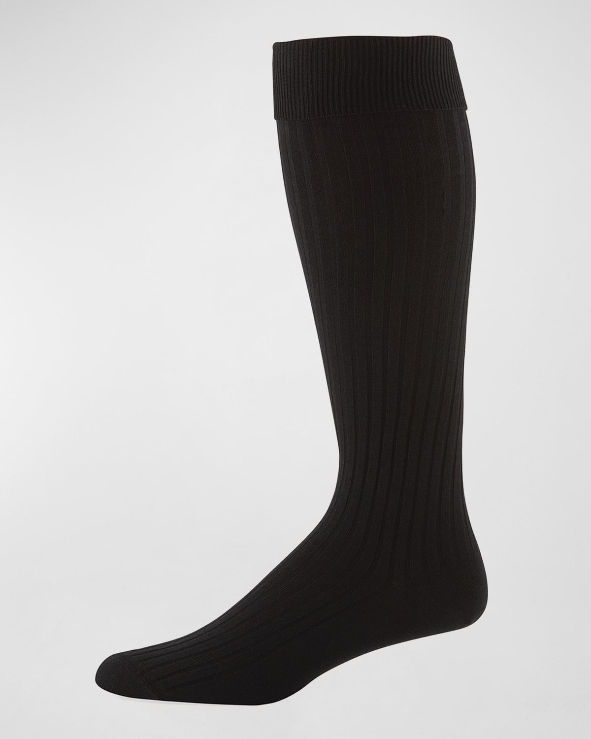 Shop Neiman Marcus Core-spun Socks, Over-the-calf In Navy