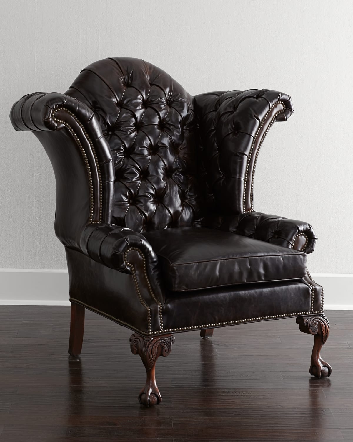 Old Hickory Tannery Liberty Creek Collection Leather Wingback Chair In Brown
