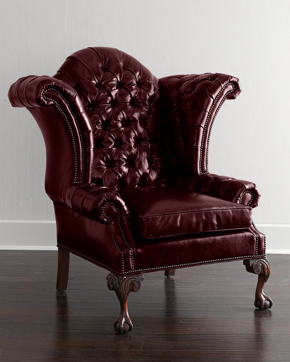 Old Hickory Tannery Liberty Creek Collection Leather Wingback Chair In Red