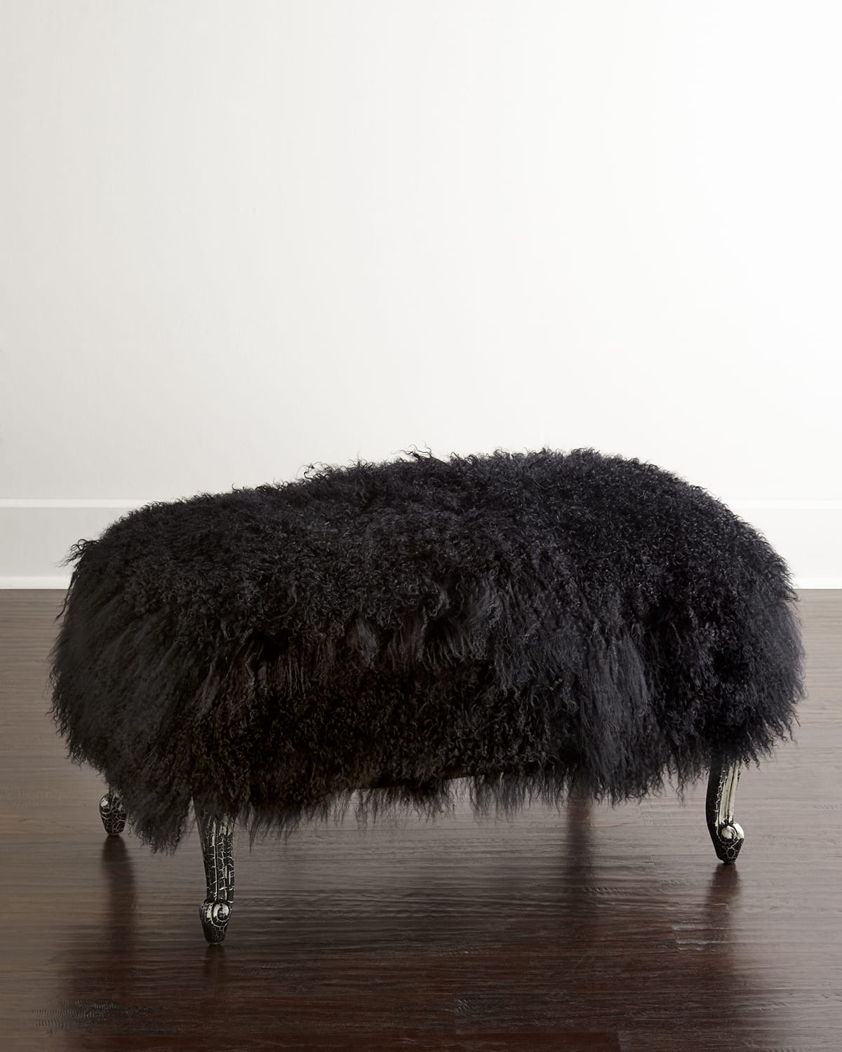 Old Hickory Tannery Worthen Noir Sheepskin Ottoman