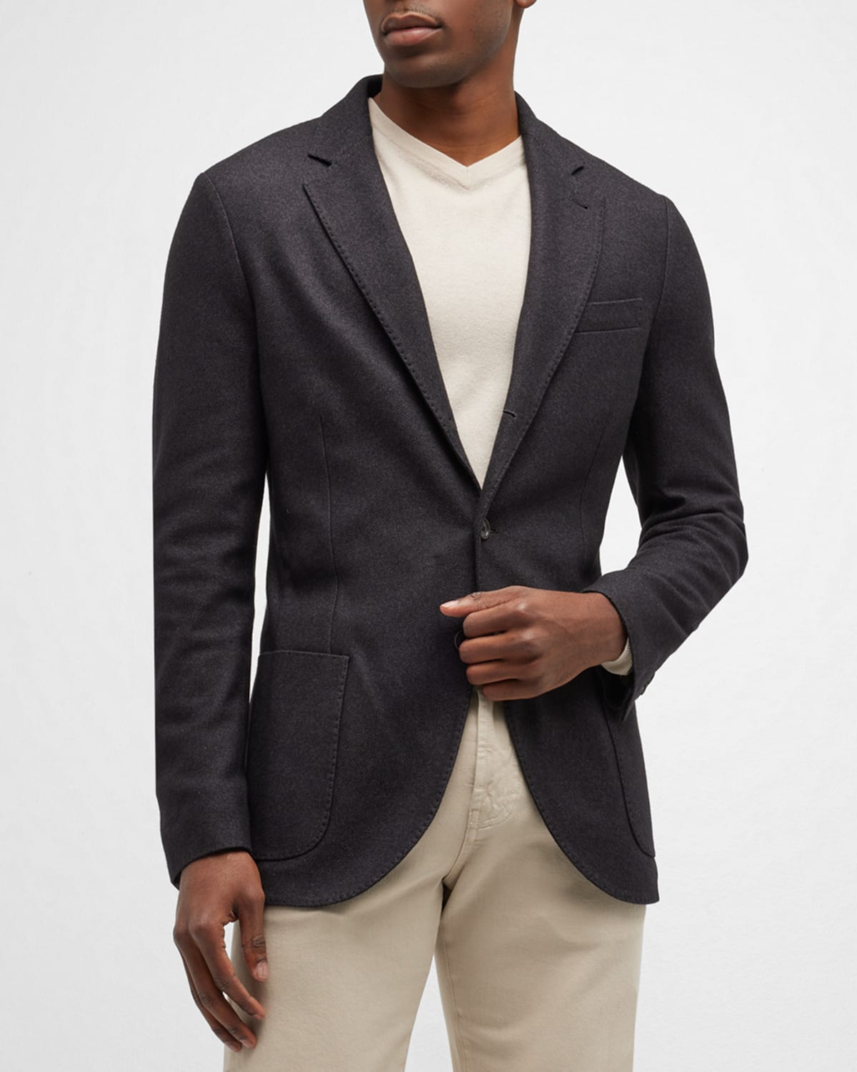 Men's Houndstooth Two-Button Soft Jacket