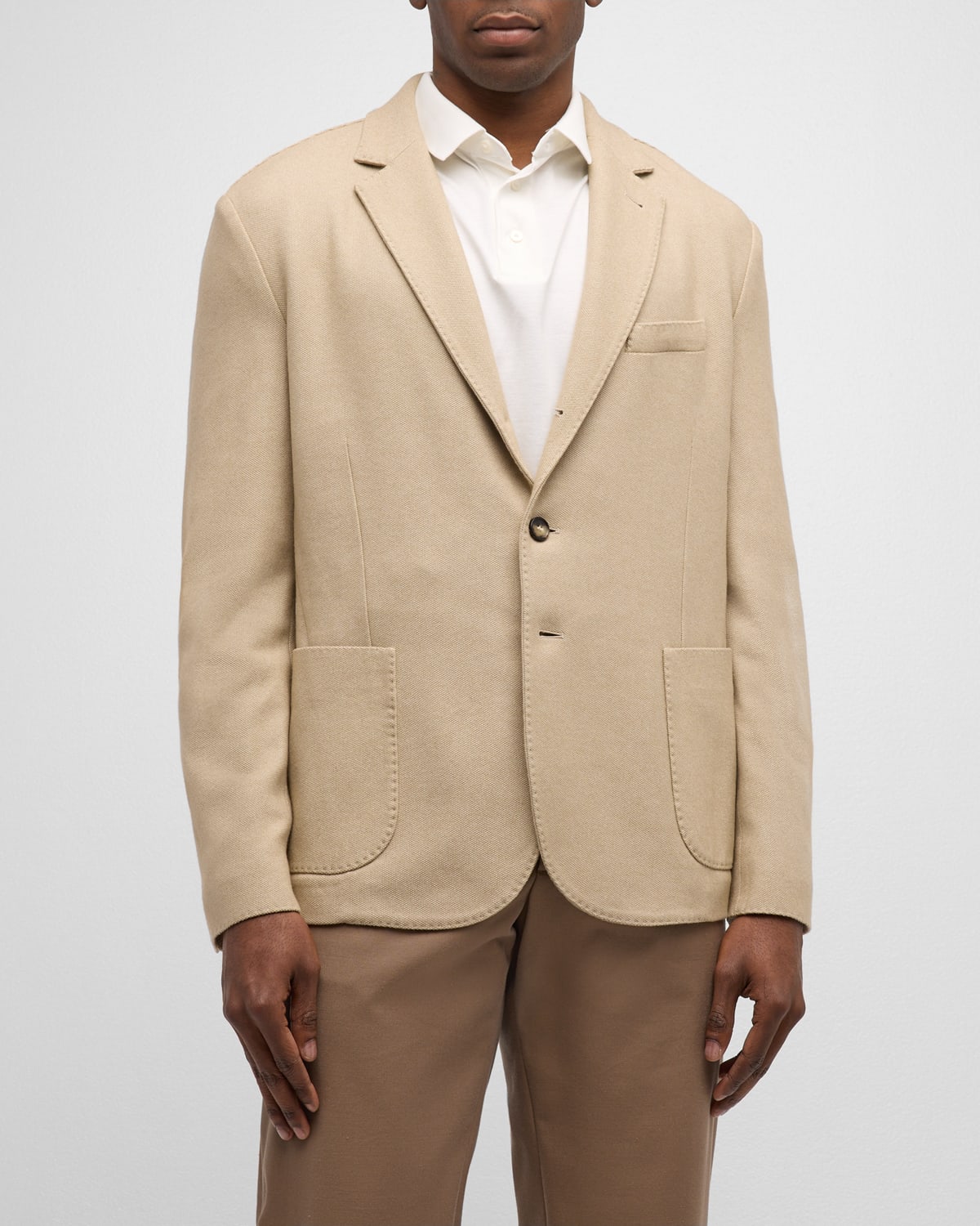 Shop Loro Piana Men's Houndstooth Two-button Soft Jacket In Sahara Shade