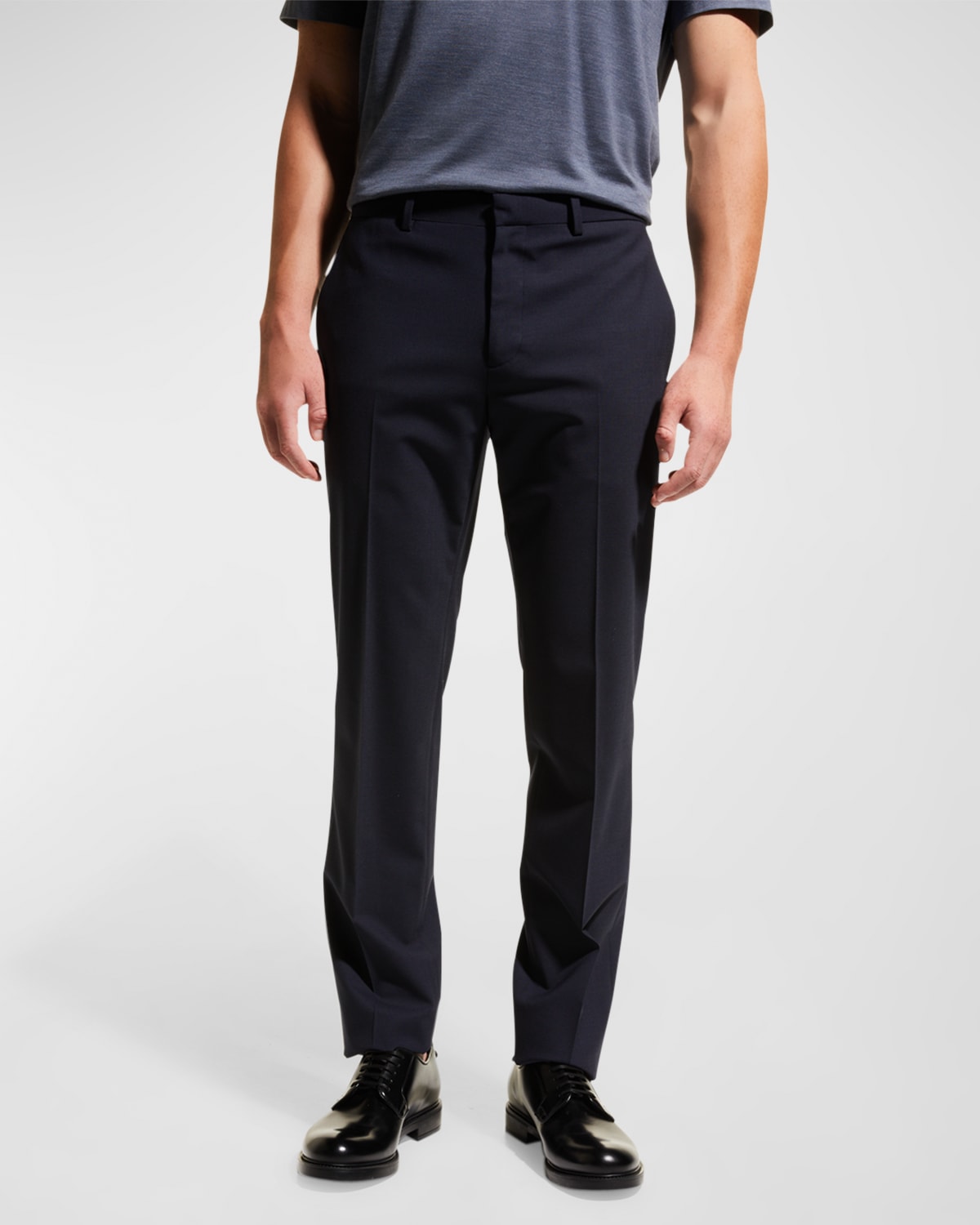 Theory Men's Mayer Trousers In Stretch Wool In Navy Multi