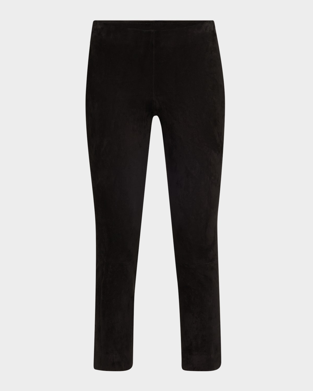 Vince Stretch Suede Split-hem Cropped Pants In Coastal Blue