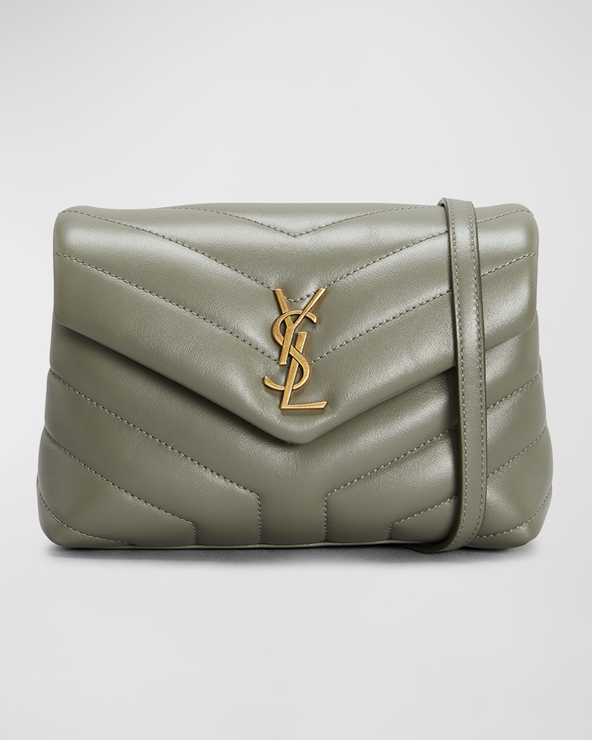 Saint Laurent Loulou Toy Ysl Matelasse Calfskin Envelope Crossbody Bag In Grey Kaki