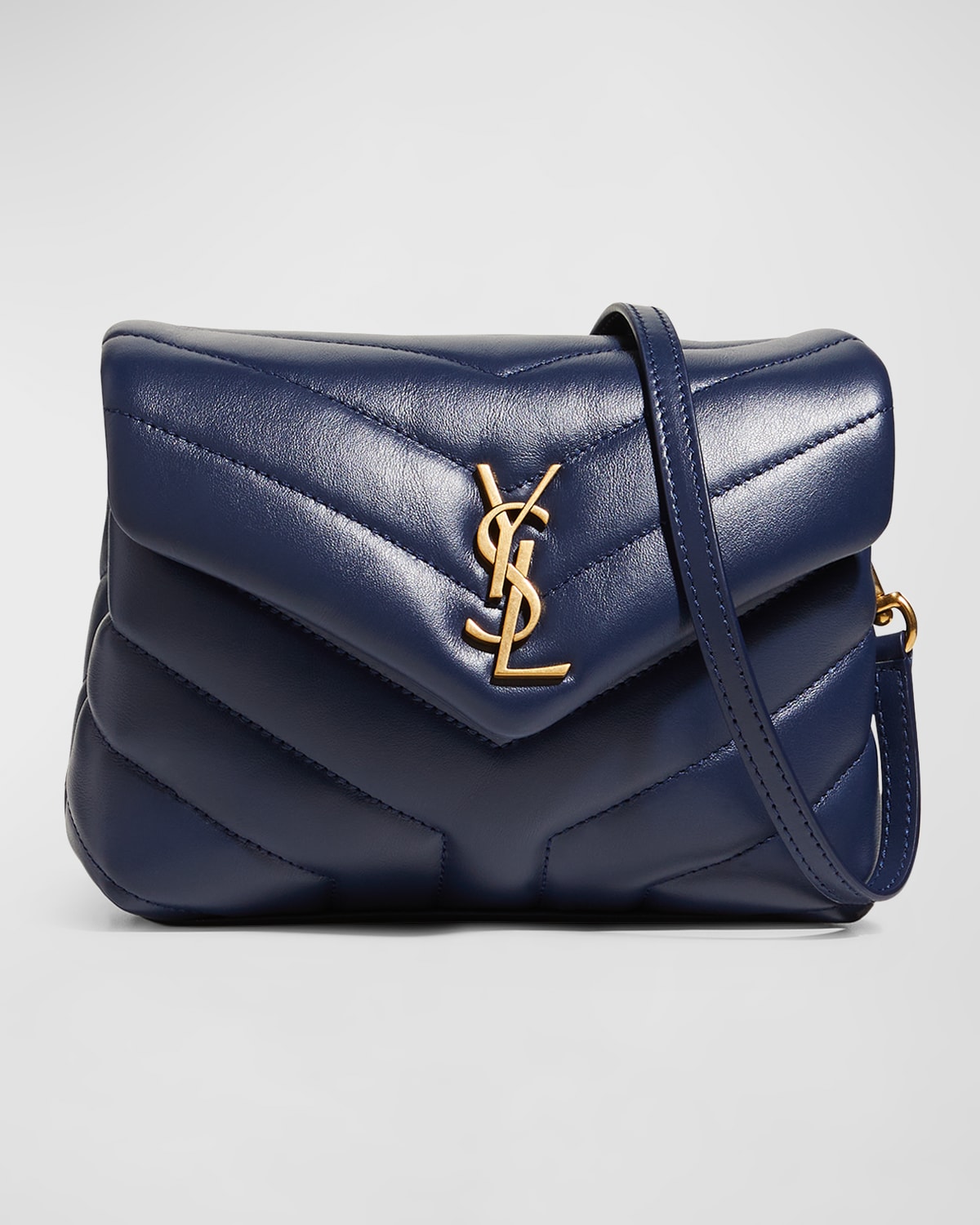 Saint Laurent Blue Small Monogram Velvet Matelasse Loulou Bag