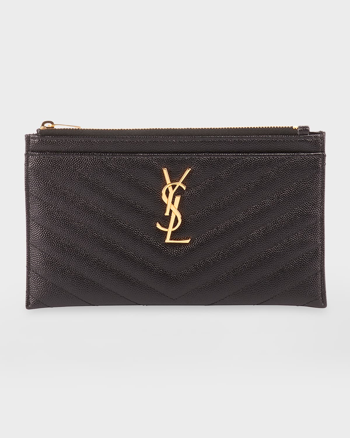 Saint Laurent Monogramme Grain De Poudre Bill Pouch Wallet In Black