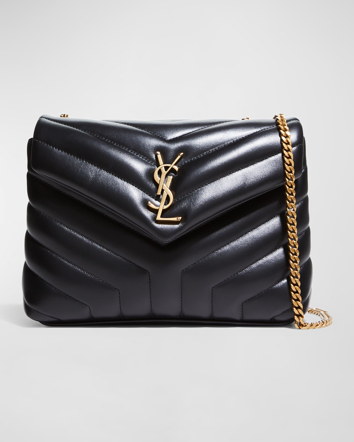 Saint Laurent Loulou Small Matelasse Calfskin Flap-top Shoulder Bag In Black