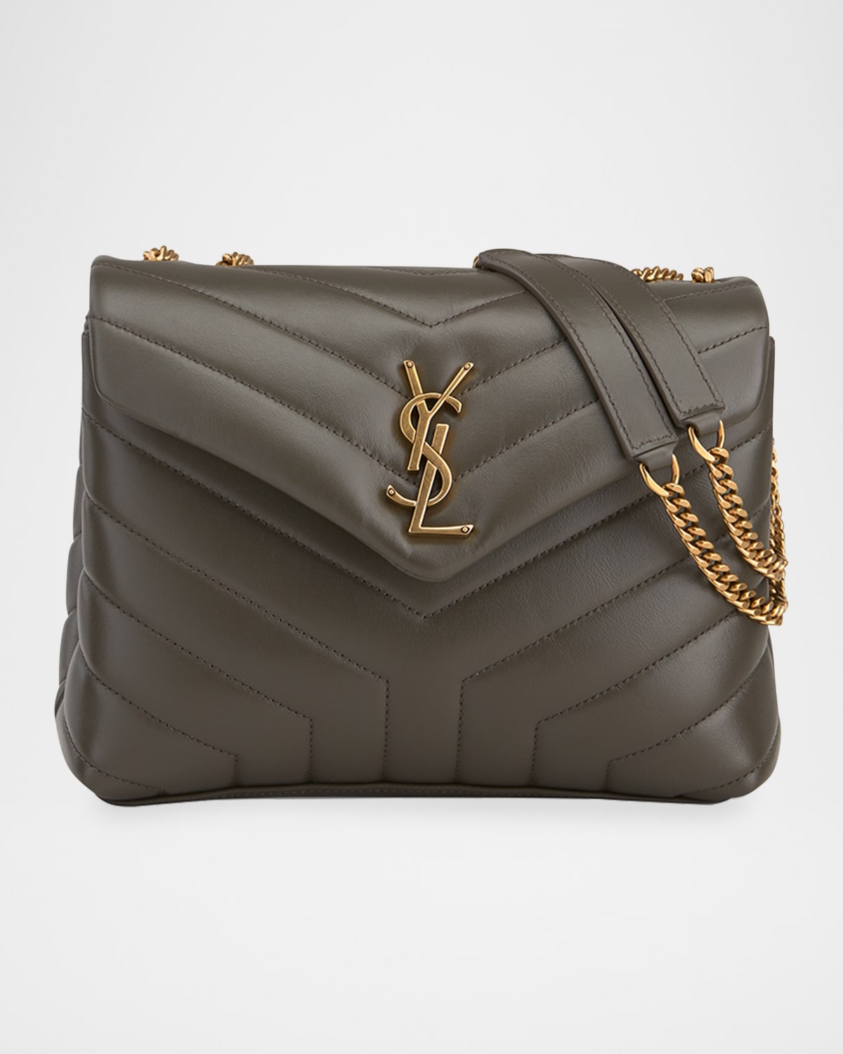 YSL Loulou Small Matelasse Calfskin Flap-Top Shoulder Bag (Dark