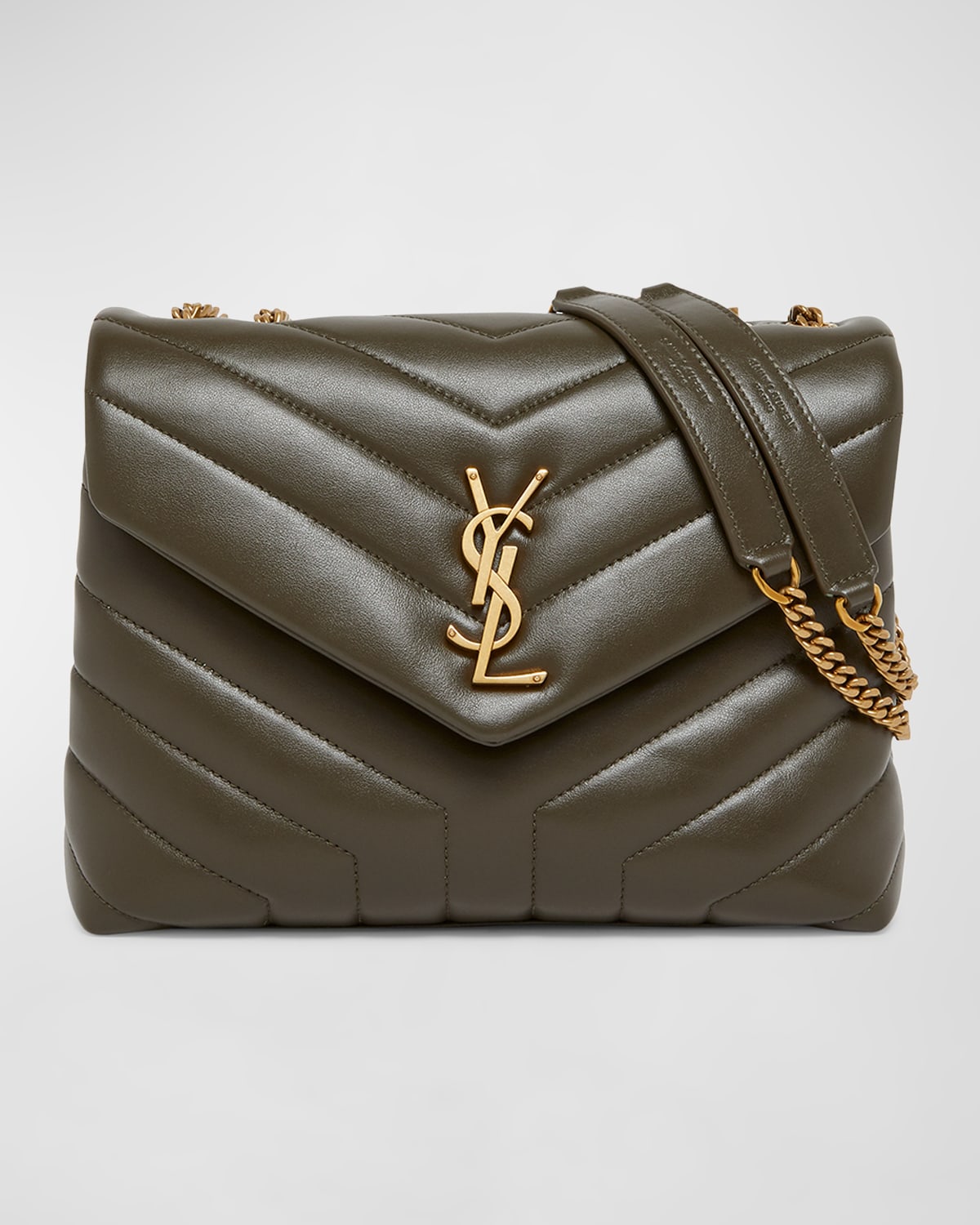 Saint Laurent Loulou Small Ysl Shoulder Bag In Quilted Leather In Light Musk