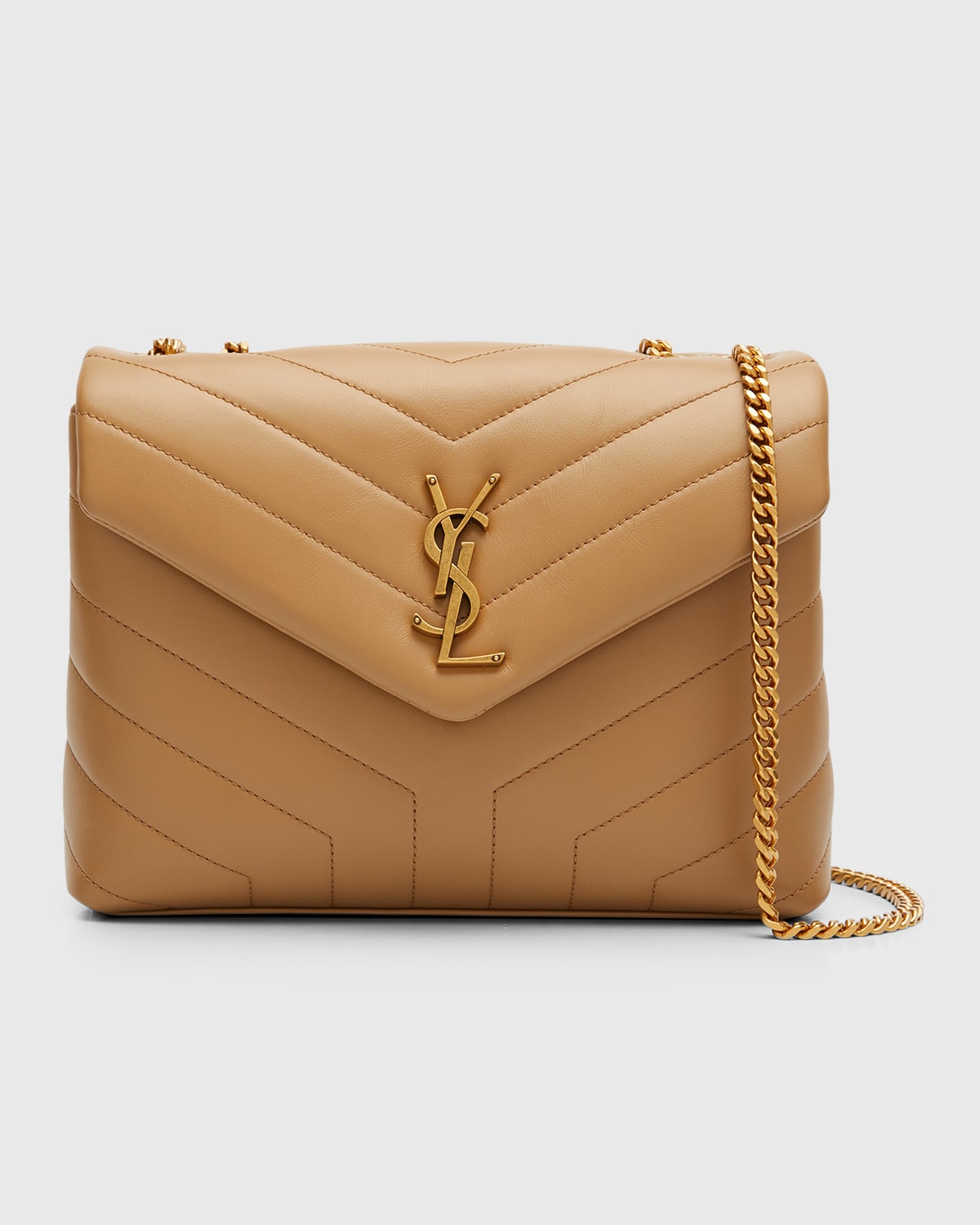 Saint Laurent Loulou Small Leather Shoulder Bag In Natural Tan