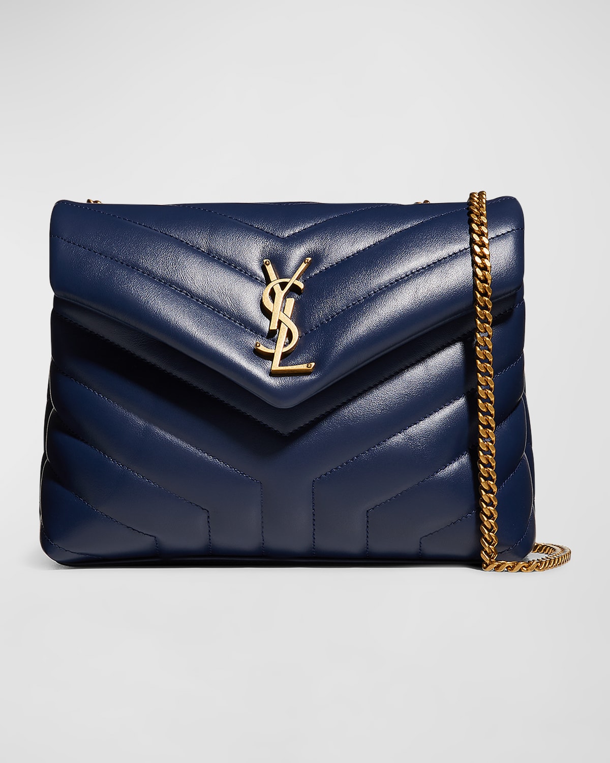 Saint Laurent Lambskin Matelasse Monogram Vicky Small Shoulder Bag Blue