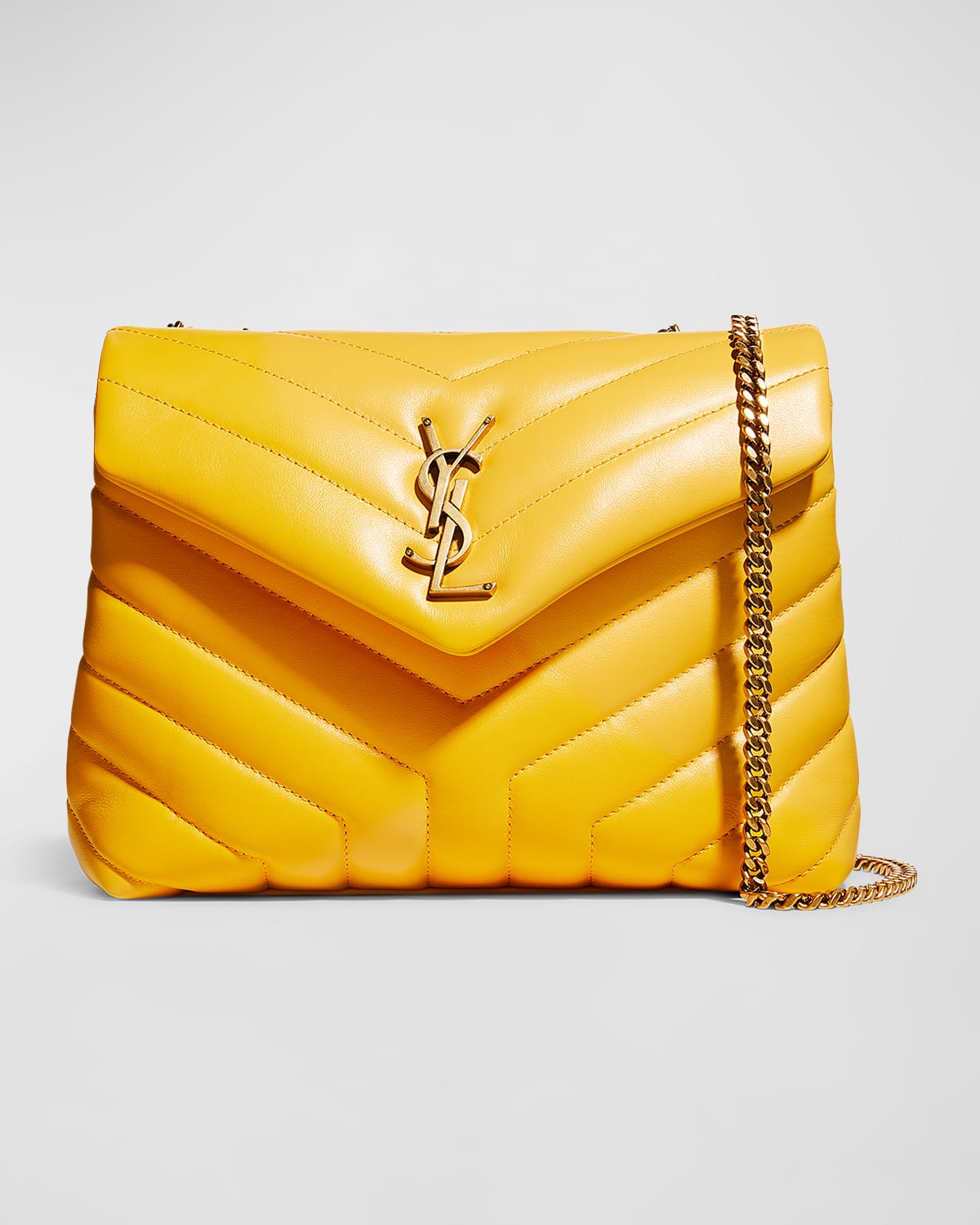 Saint Laurent Loulou Small Matelasse Calfskin Flap-top Shoulder Bag In Yellow Ble