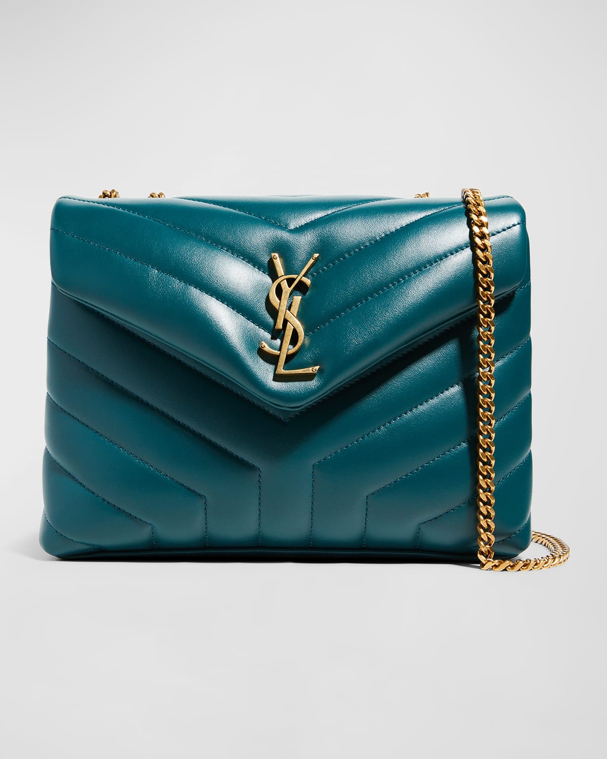 Saint Laurent Loulou Small Matelasse Calfskin Flap-top Shoulder Bag In Sea Turq