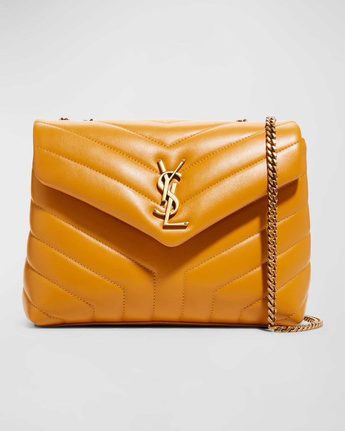 Saint Laurent Loulou Small Matelasse Calfskin Flap-top Shoulder Bag In Cheddar