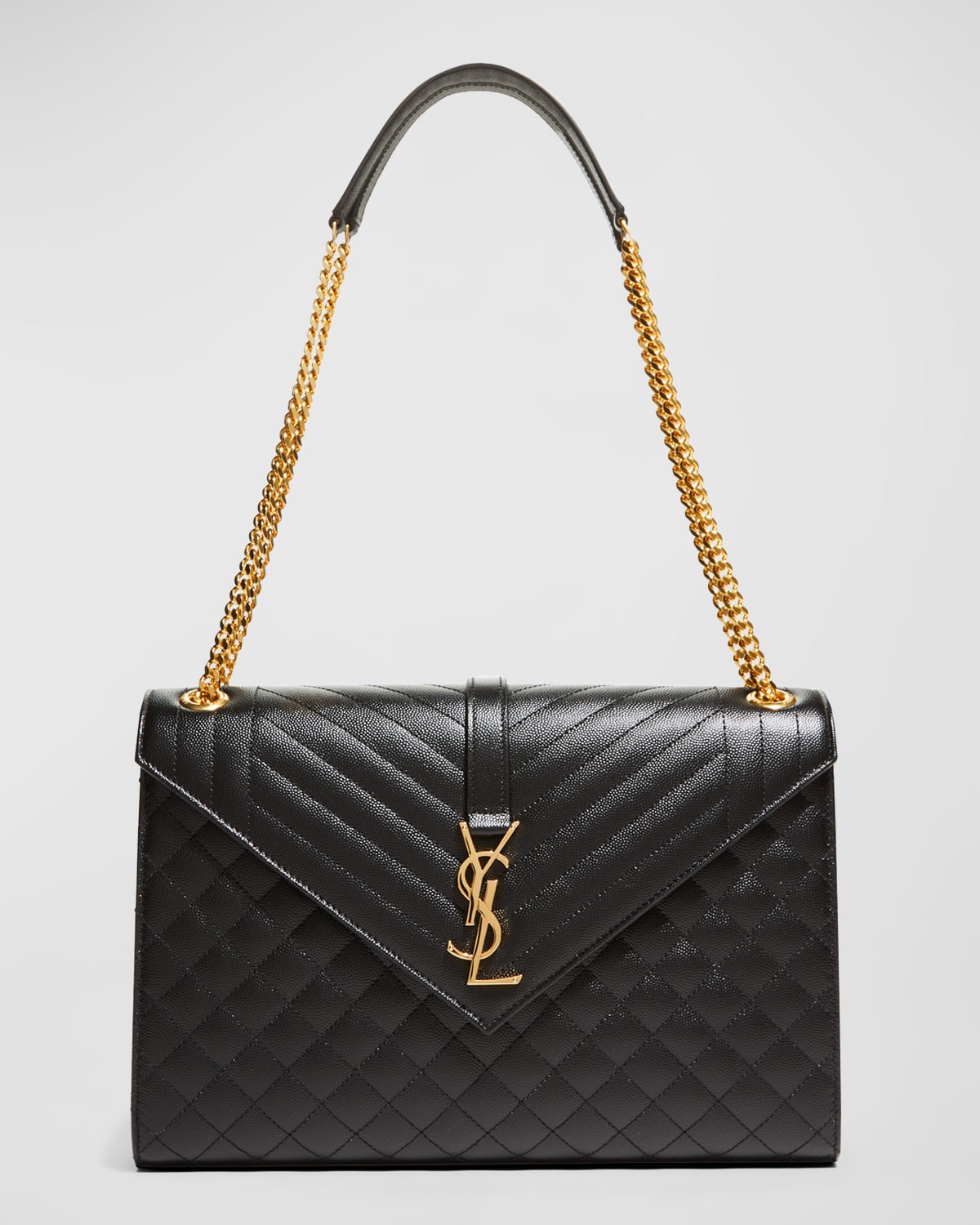 Saint Laurent Monogram YSL V Flap Large Tri Quilt Envelope Chain