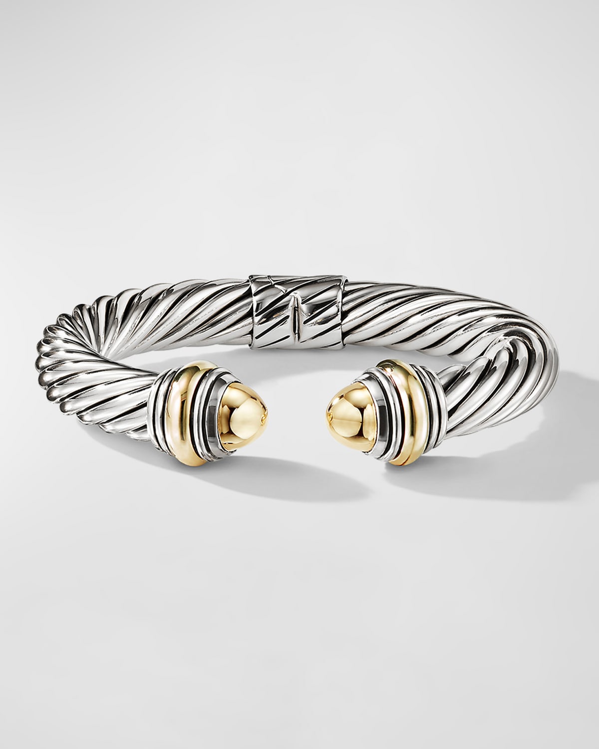 Cable Bracelet in Silver with 14K Gold, 10mm