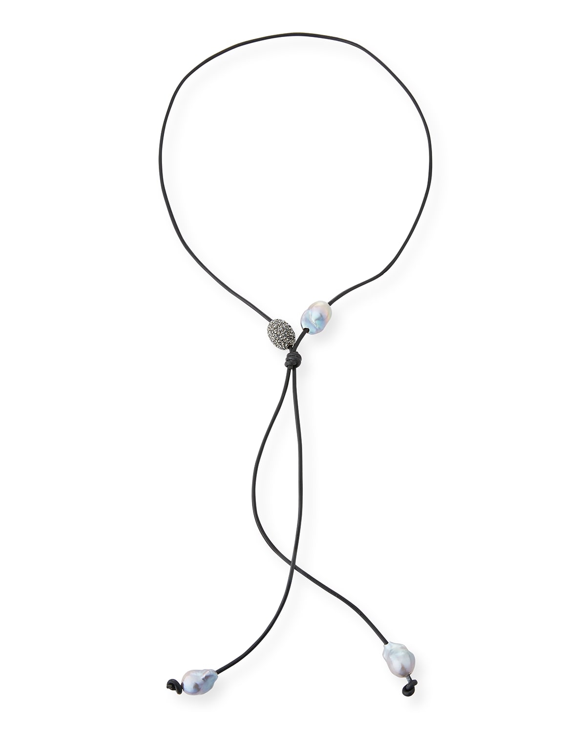 Baroque Pearl Leather Lariat Necklace