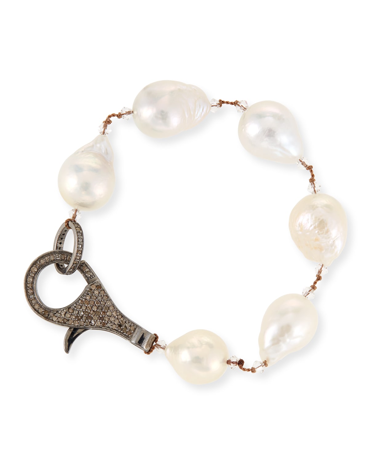 Margo Morrison Baroque Pearl Bracelet w/ Diamond Clasp