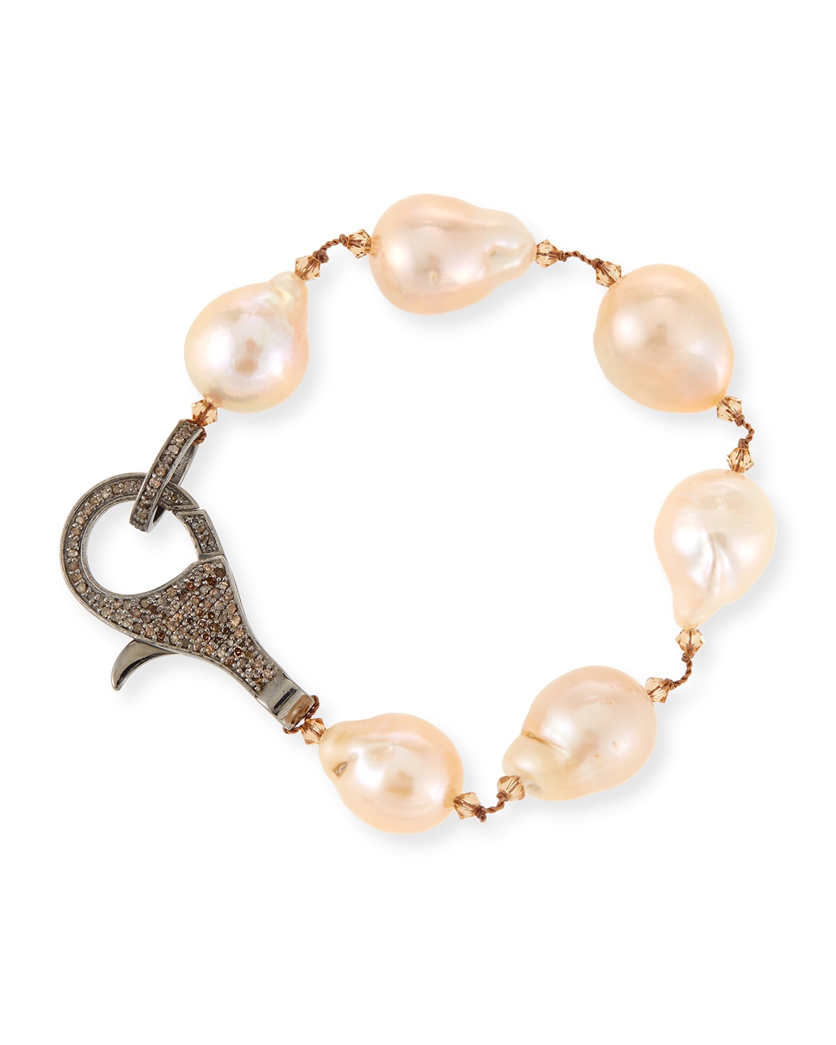 Margo Morrison Baroque Pearl Bracelet W/ Diamond Clasp In Pink