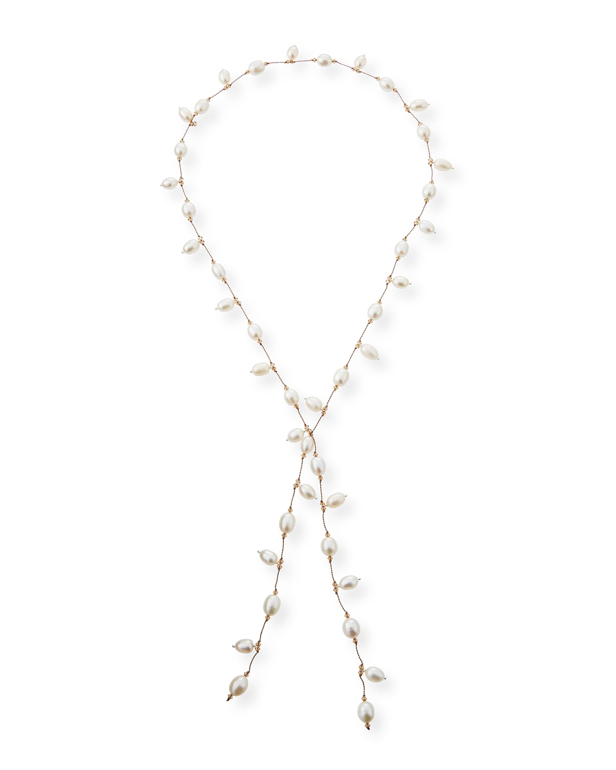 Margo Morrison Dancing Pearl Lariat Necklace In Clear