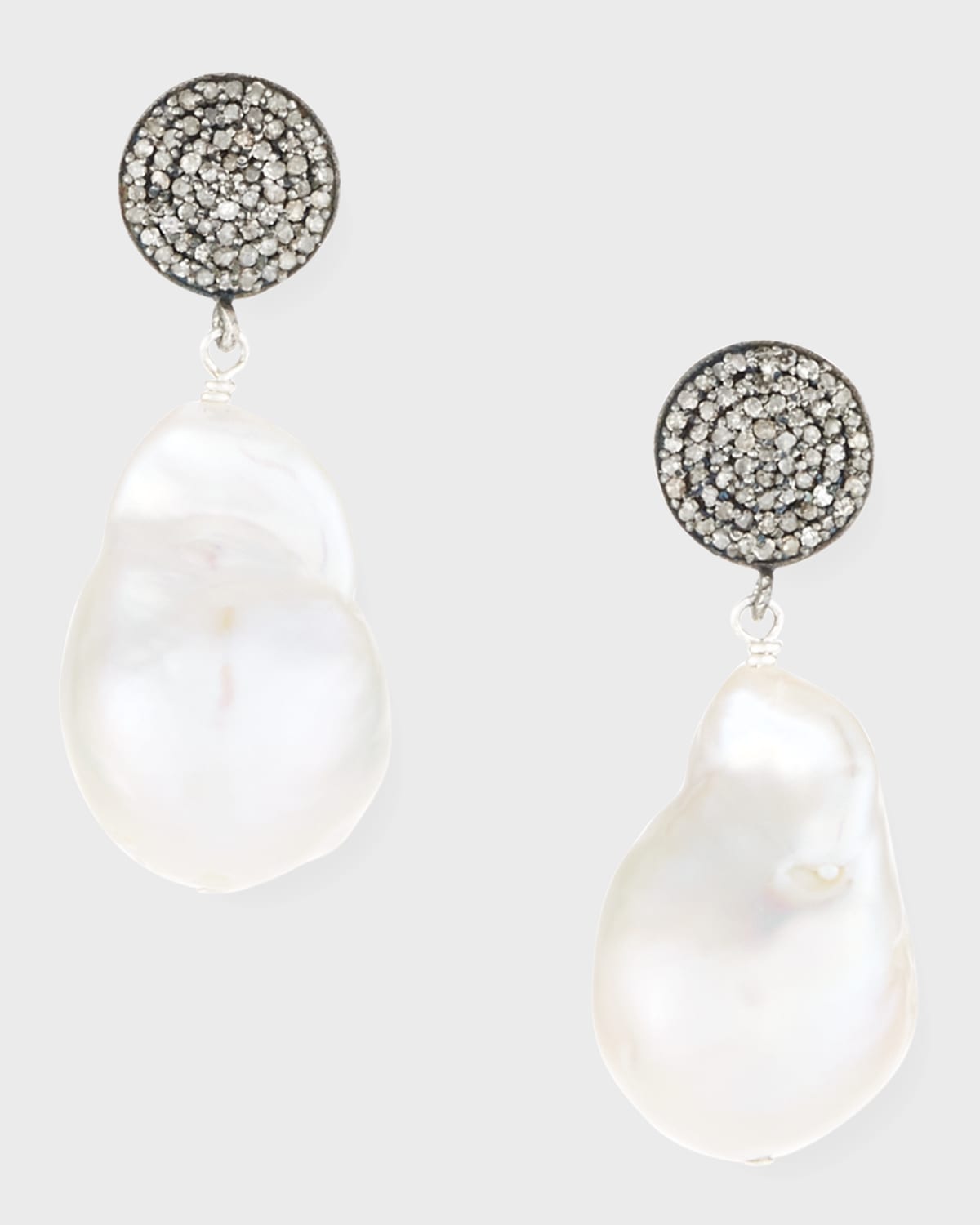 Pearl Earrings with Pave Diamonds and Crystal