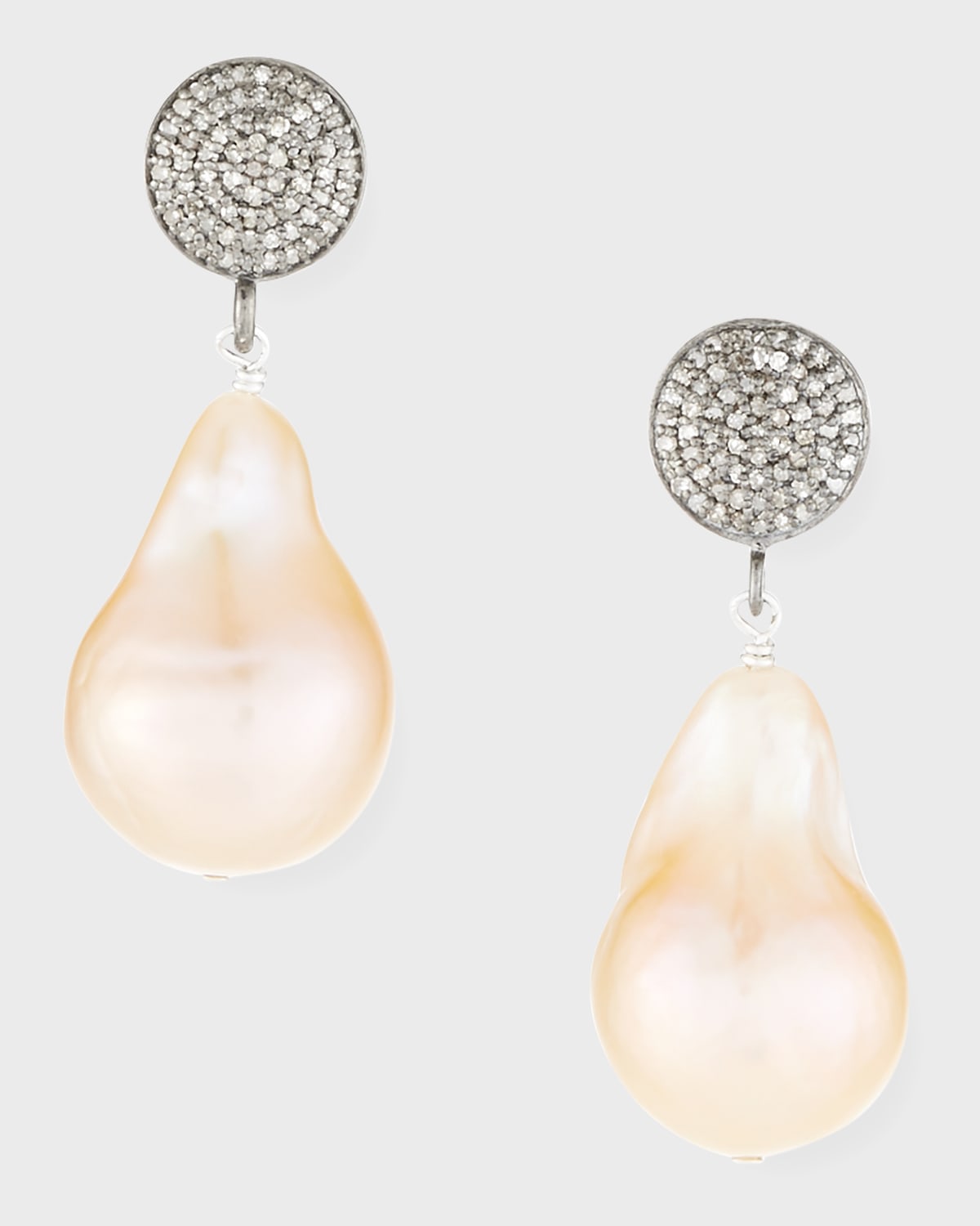 Pearl Earrings with Pave Diamonds and Crystal