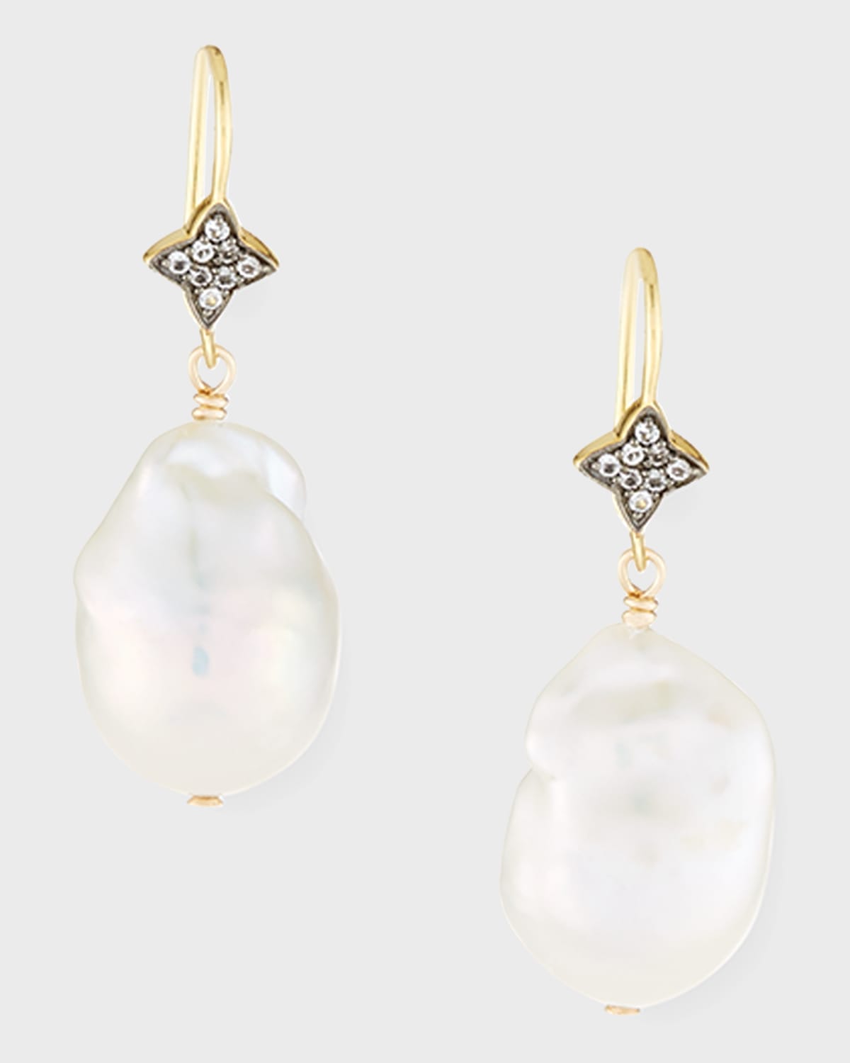 Baroque Pearl & Sapphire Drop Earrings