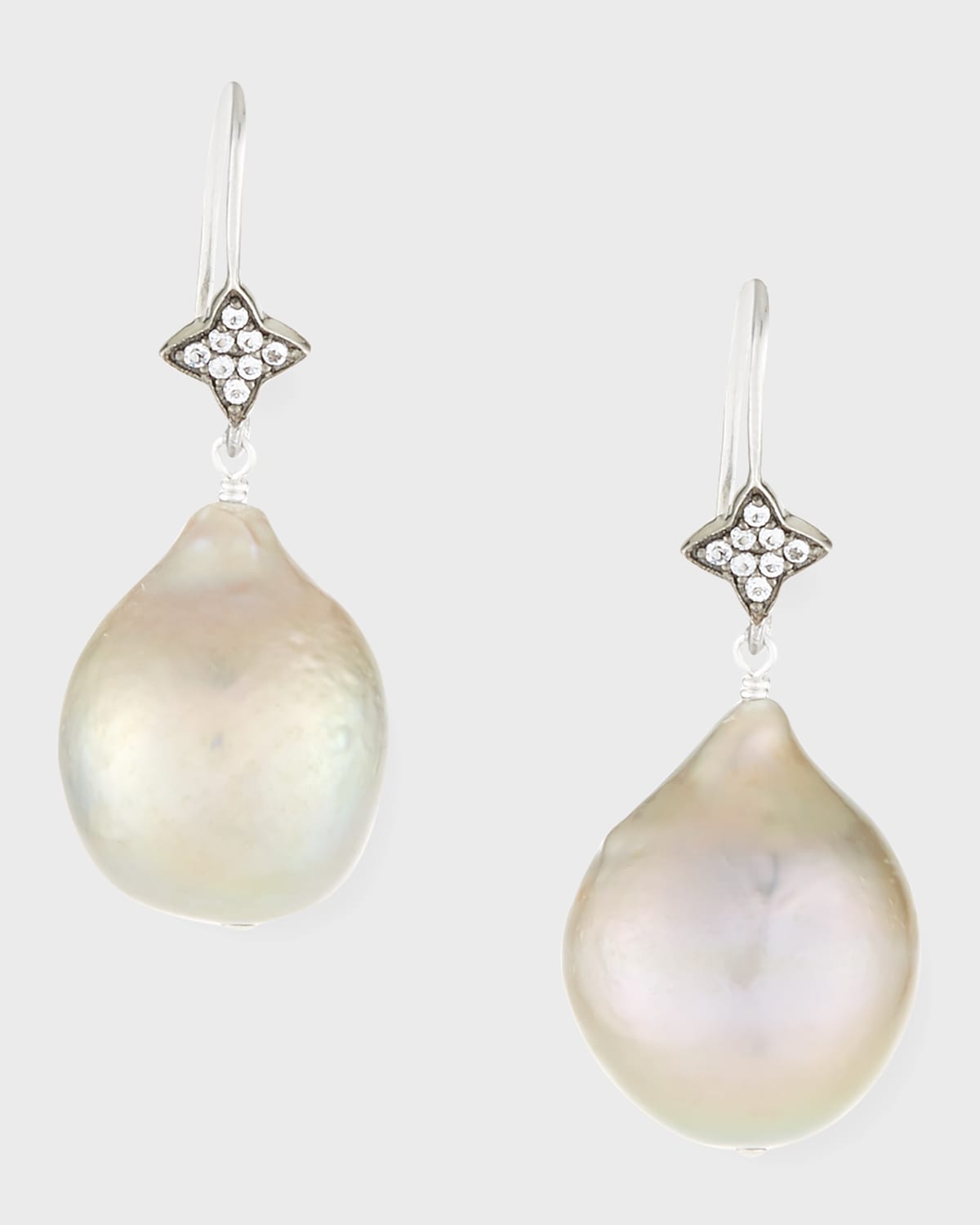 Margo Morrison Baroque Pearl & Sapphire Drop Earrings