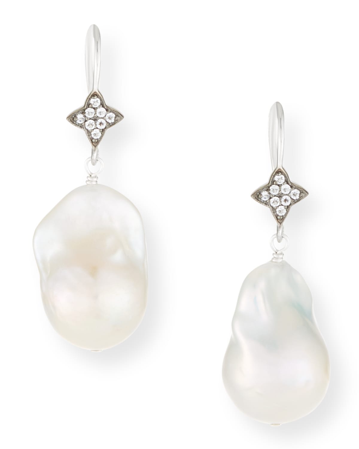 Margo Morrison Baroque Pearl & Sapphire Drop Earrings In White