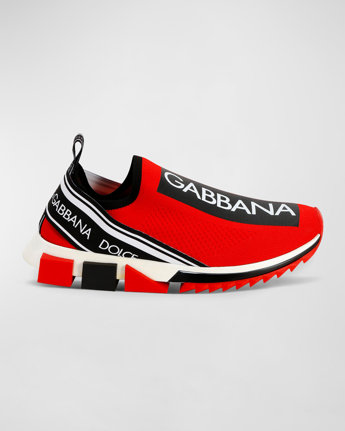 Dolce & Gabbana Men's Sorrento Logo-stripe Sock Sneakers In Red/black