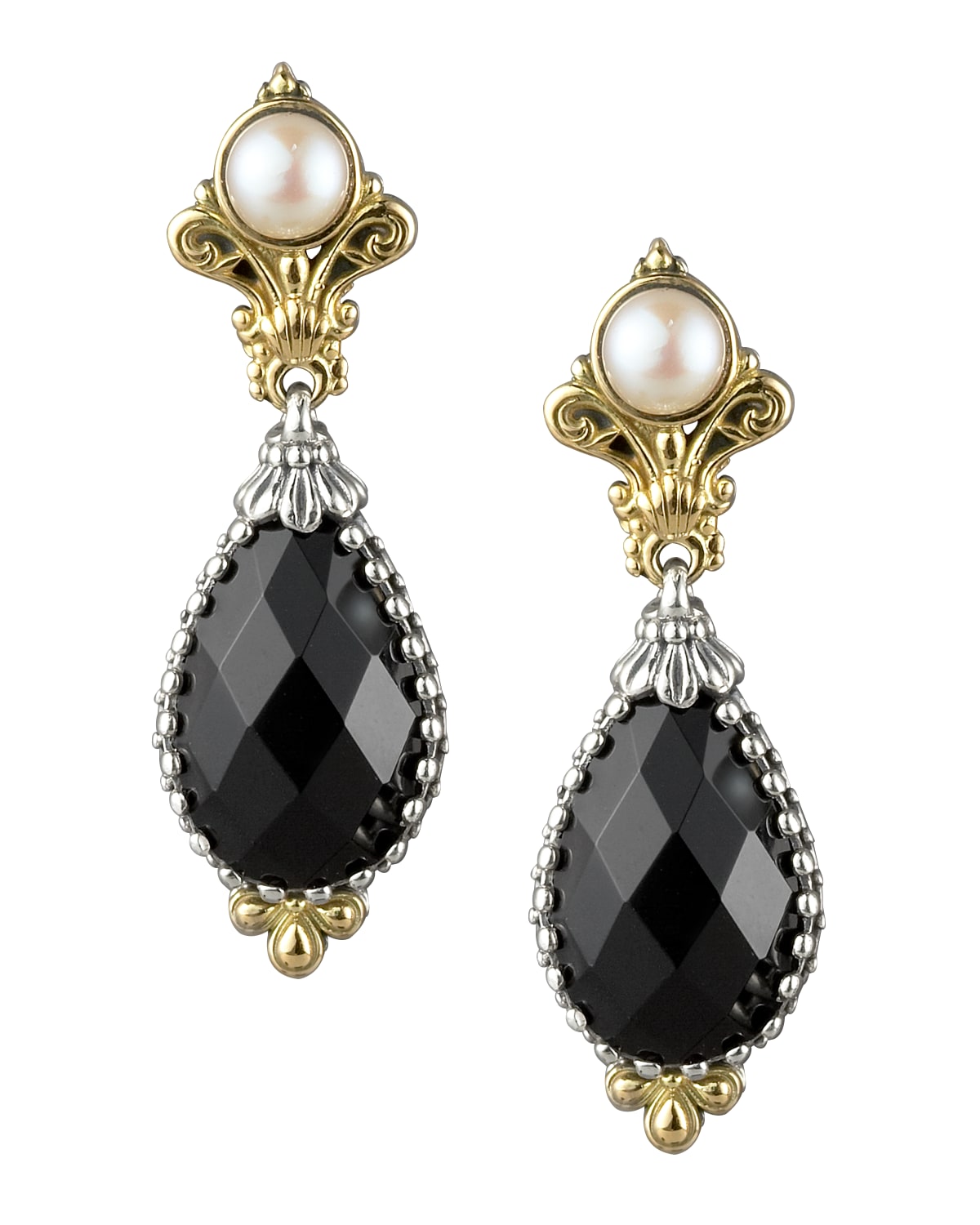 Onyx & Pearl Drop Earrings