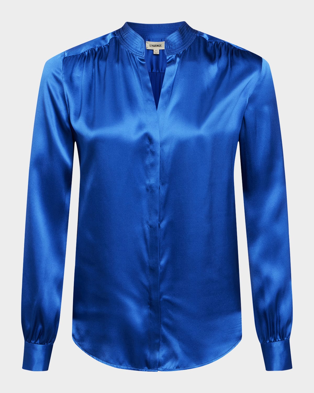 L AGENCE BIANCA SILK CHARMEUSE BUTTON-DOWN BLOUSE