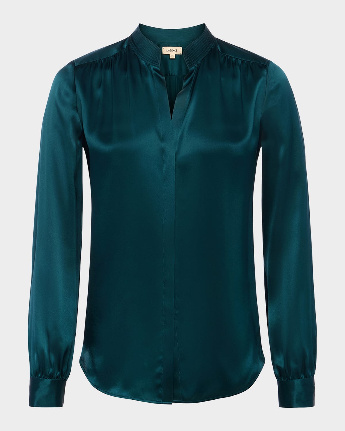 L Agence Bianca Silk Charmeuse Button-down Blouse In Deep Teal