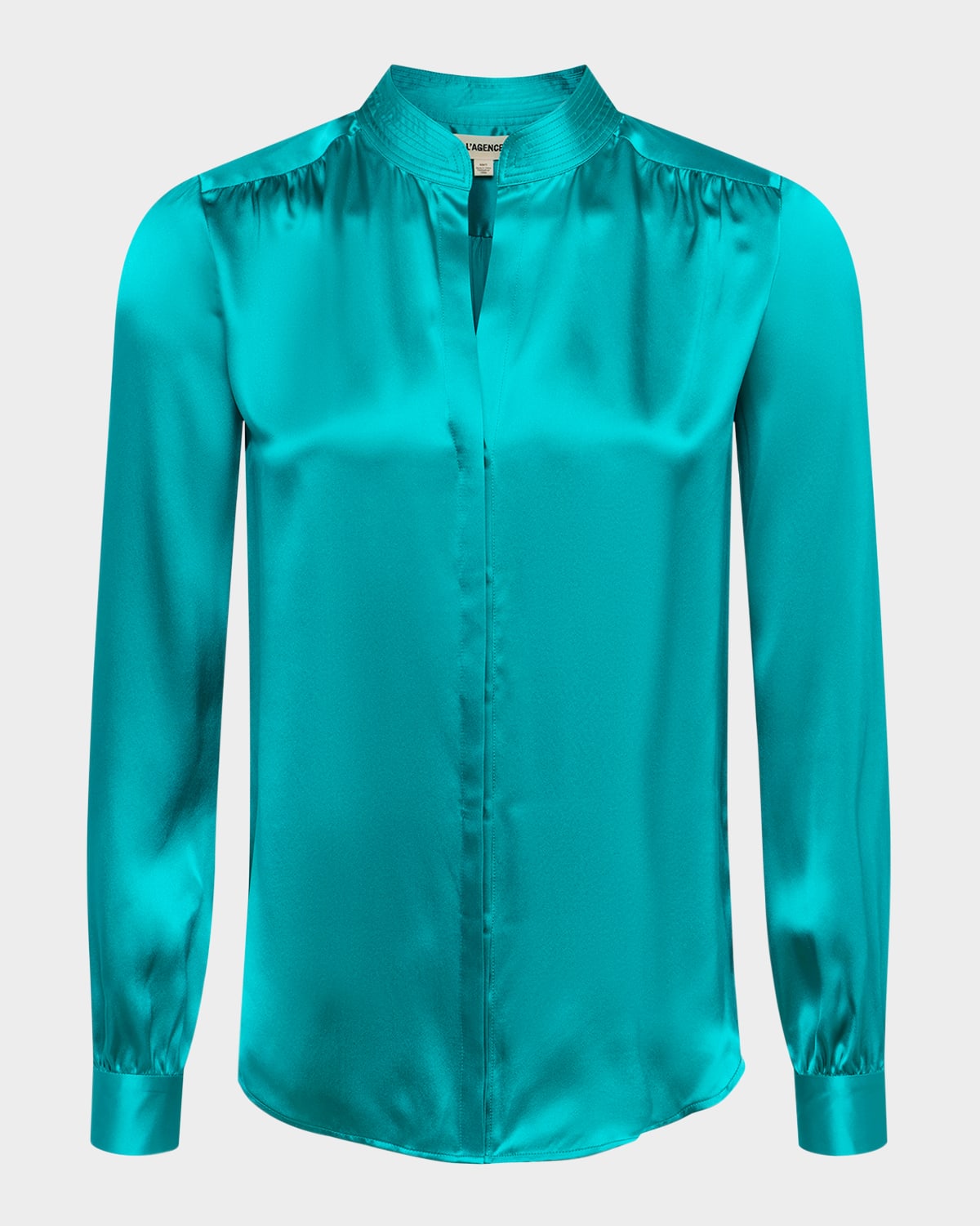 L Agence Bianca Silk Charmeuse Button-down Blouse In Blue