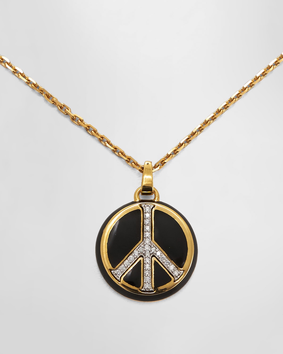 18K Gold Peace Pendant Necklace w/ Diamonds