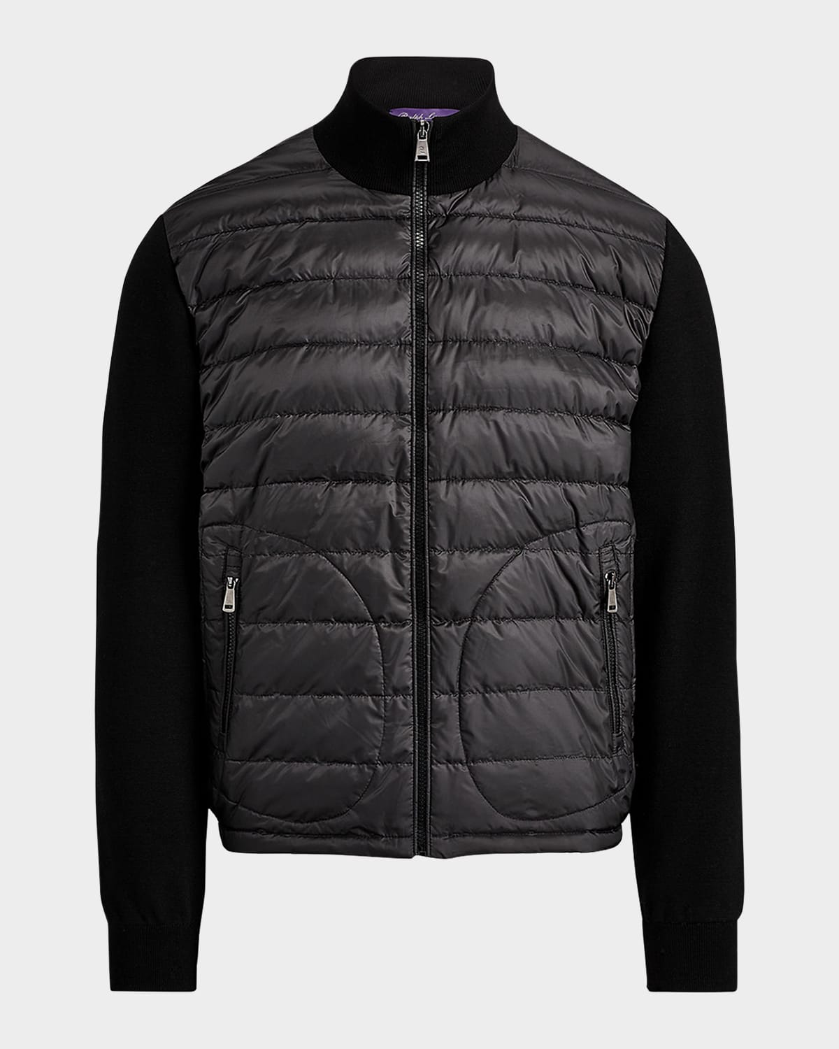 Shop Ralph Lauren Purple Label Men's Hybrid Full-zip Jacket In Black