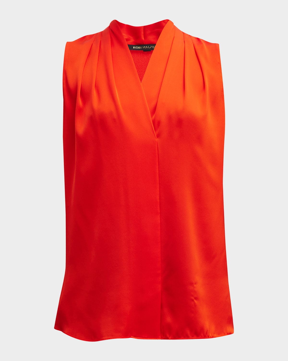 Kobi Halperin 'mila' Sleeveless Stretch Silk Blouse In Flame