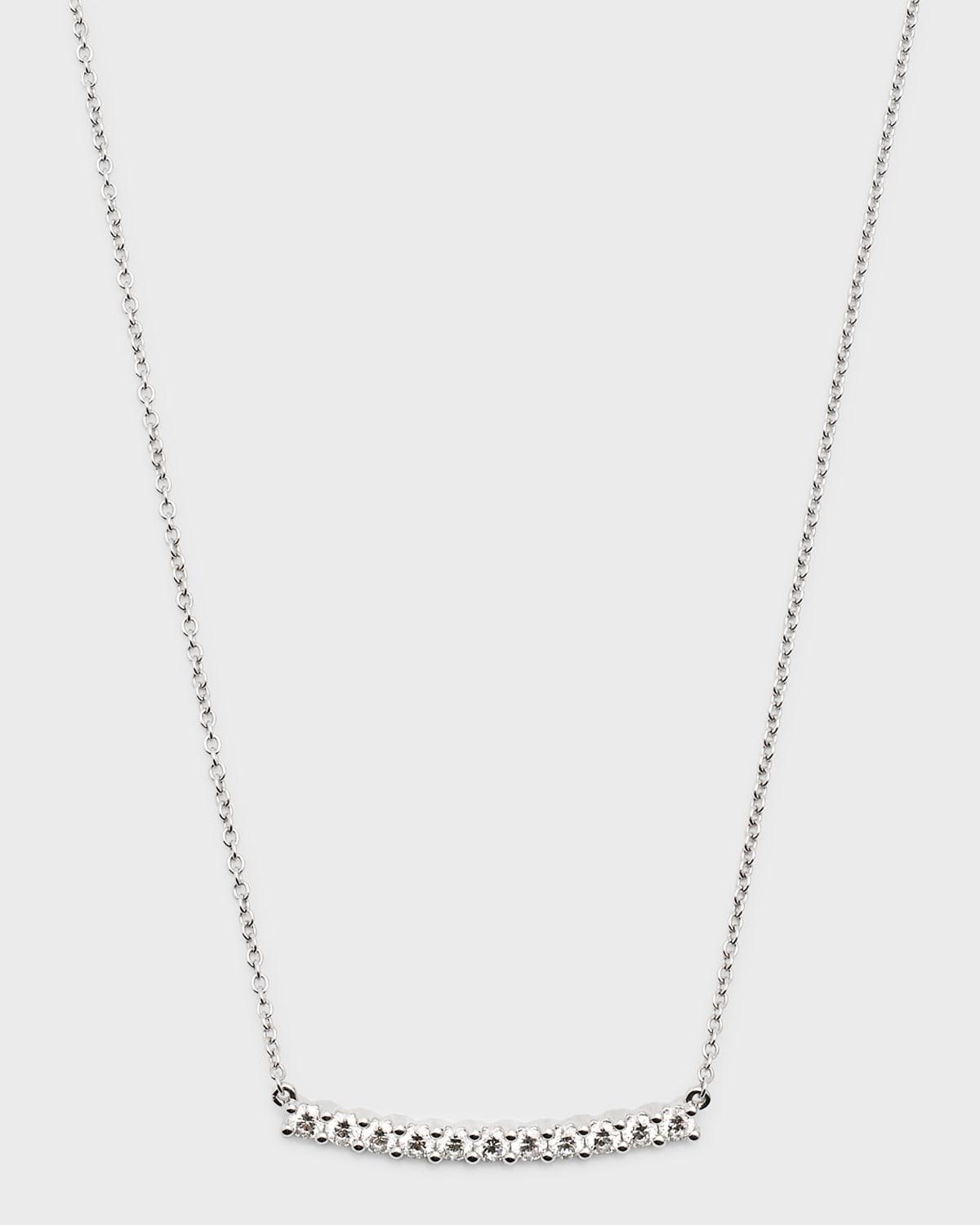 Memoire 18k White Gold Medium Diamond Bar Pendant Necklace