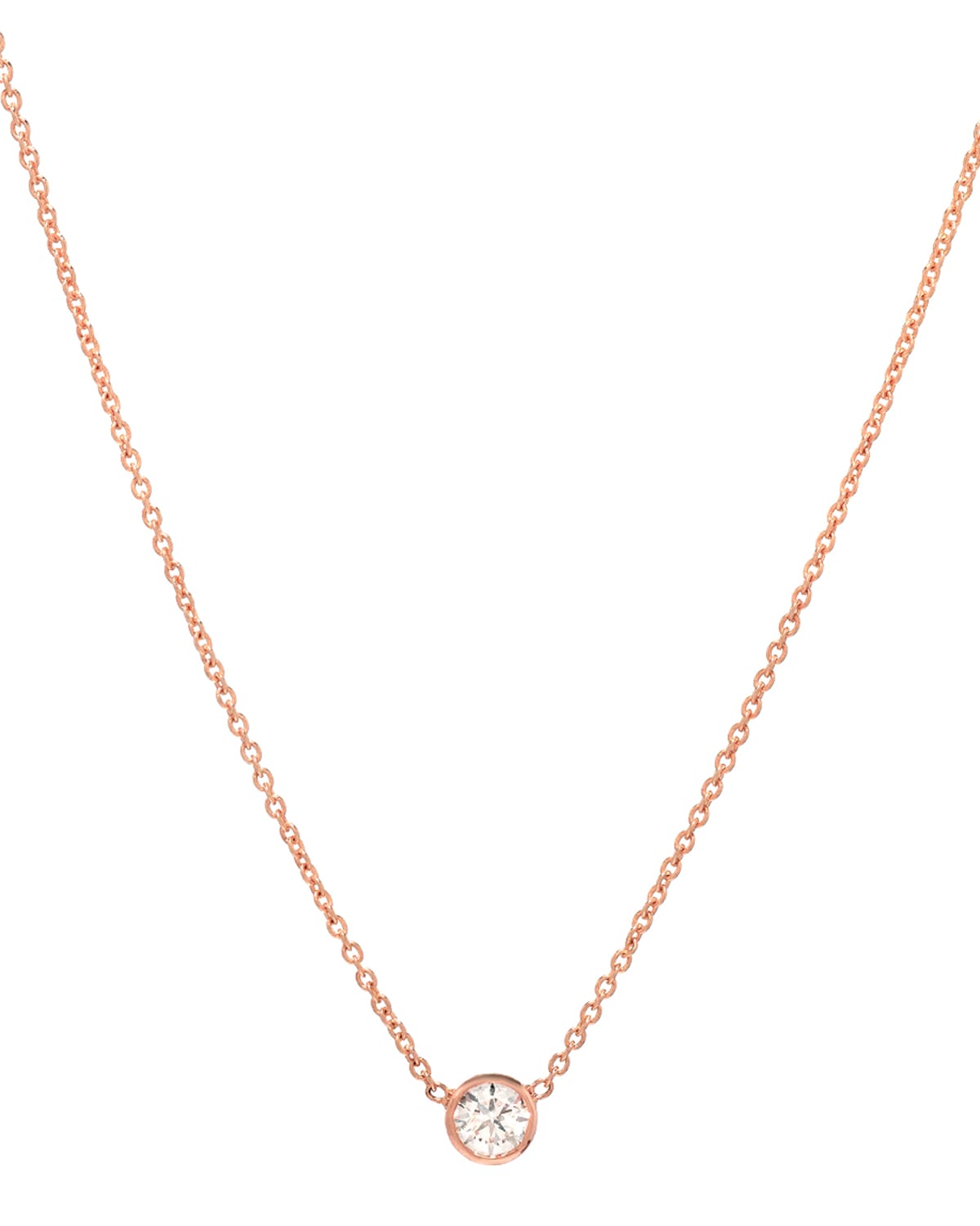 Zoe Lev Jewelry 14k Rose Gold Small Bezel Diamond Necklace