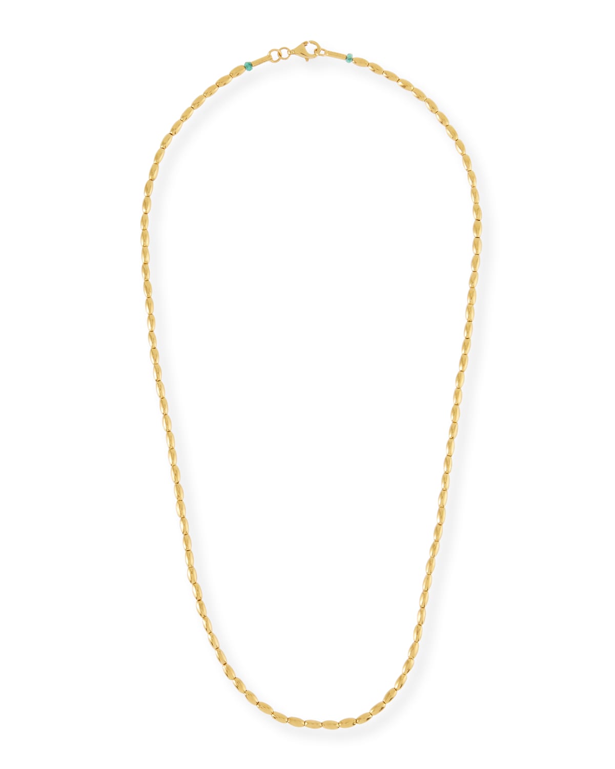 Gurhan 24k Gold Wheat Bead & Emerald Necklace
