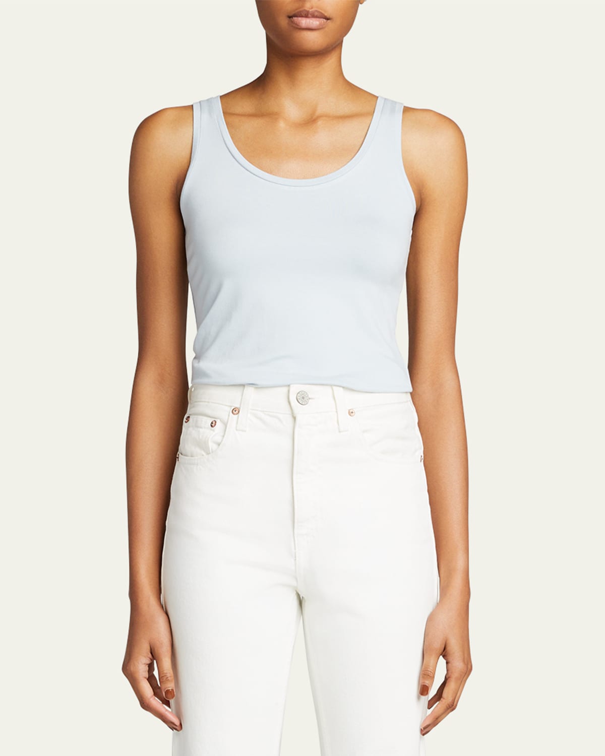 Majestic Soft Touch Flat-edge Scoop-neck Tank In Navy