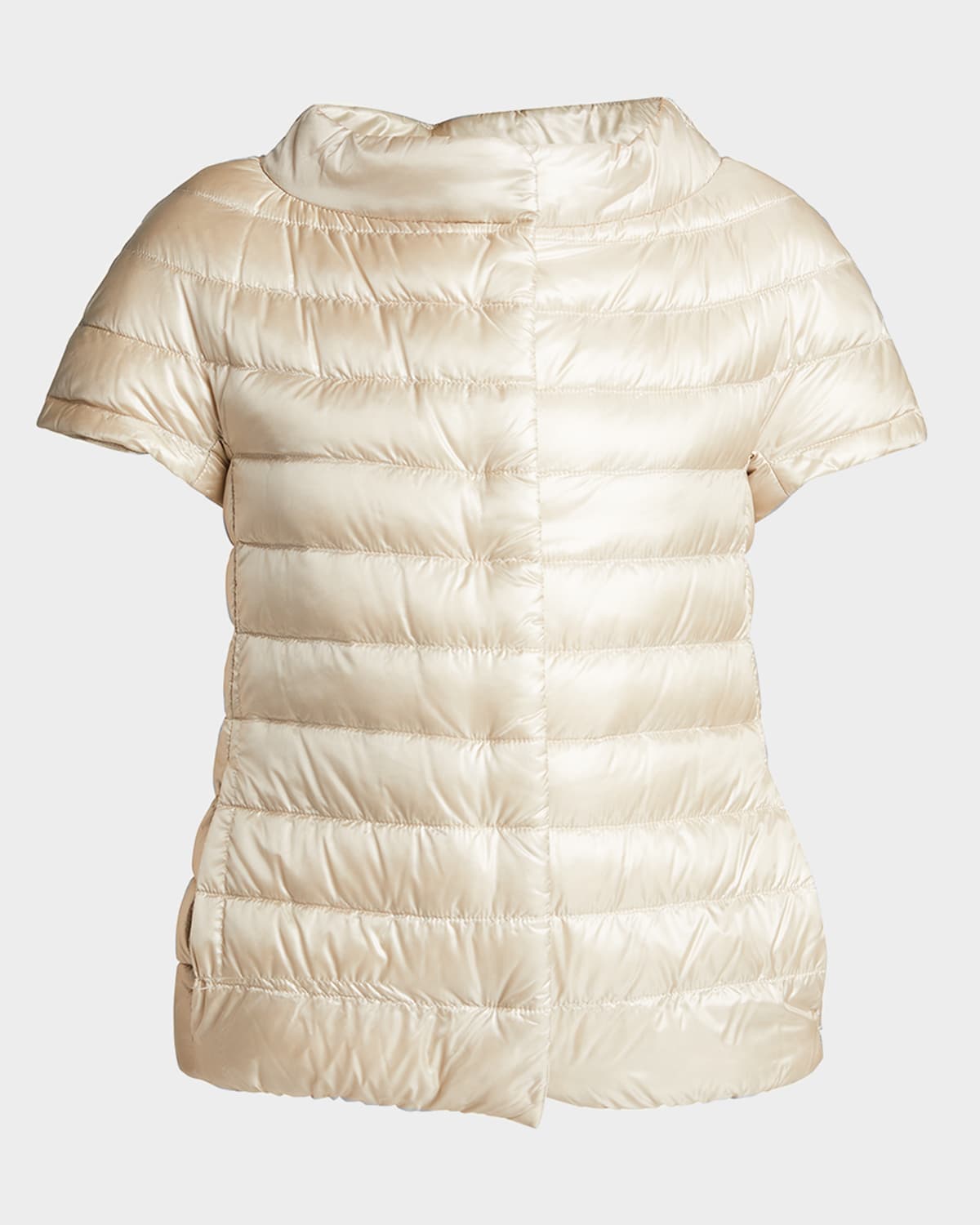 HERNO SHORT-SLEEVE SNAP-FRONT QUILTED PUFFER JACKET
