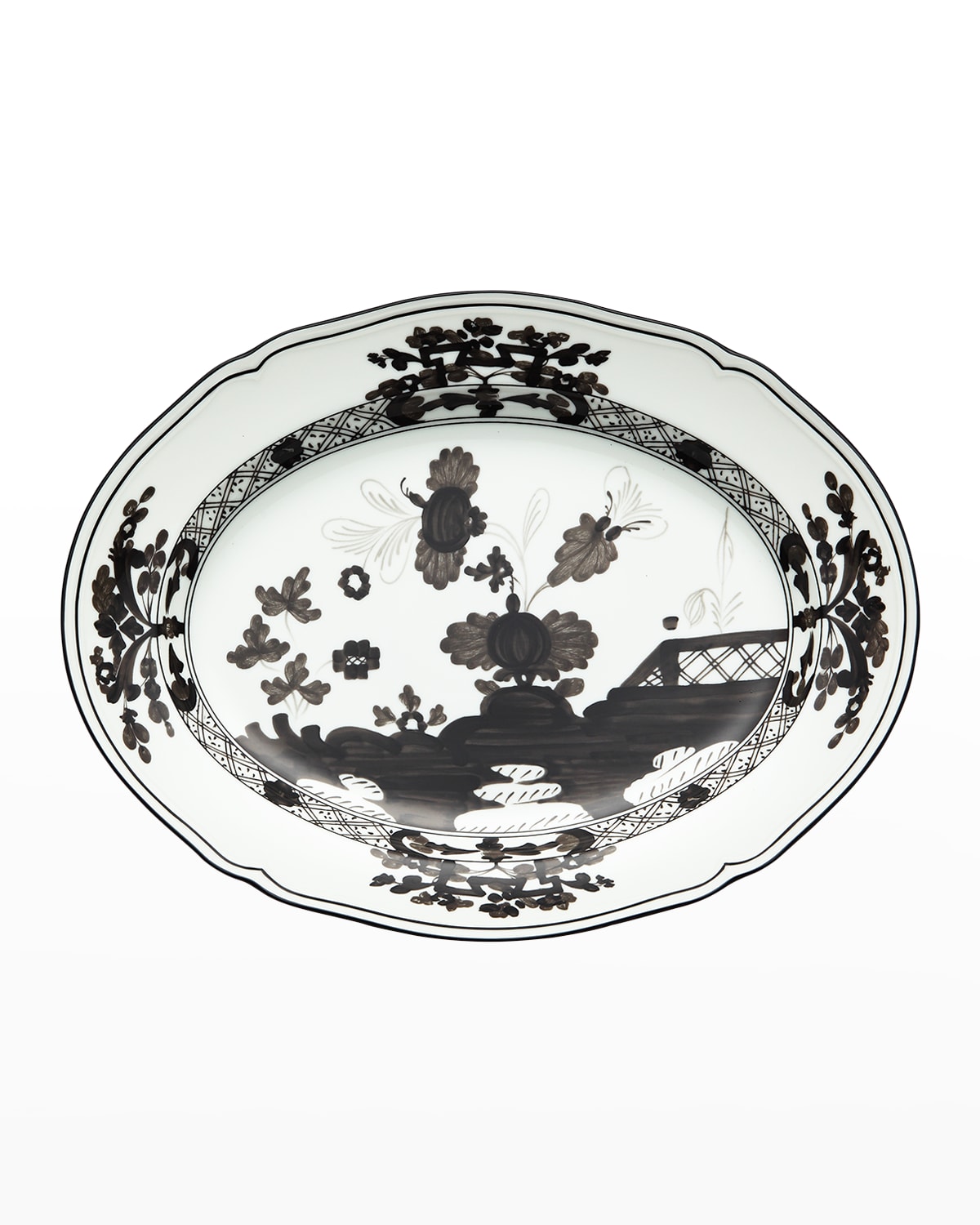 Ginori 1735 Oriente Italiano Albus Oval Platter In Black