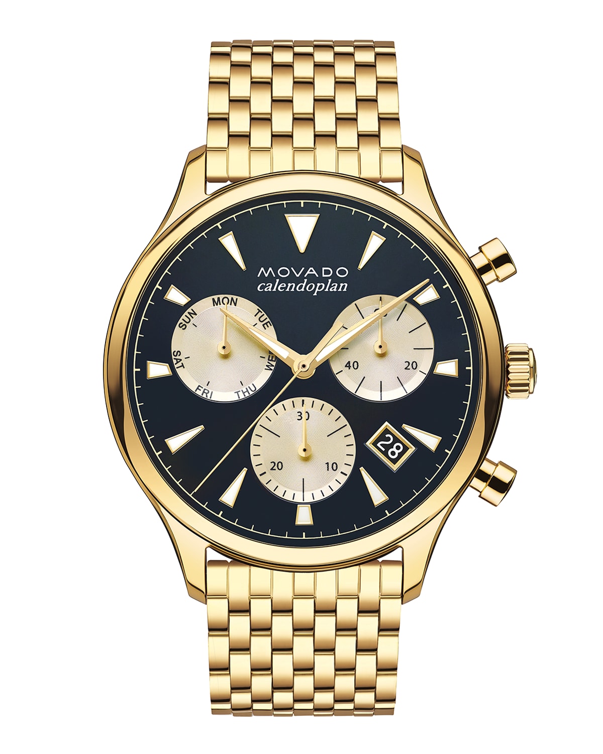Movado Men's Heritage Series Calendoplan Bracelet Watch, Gold